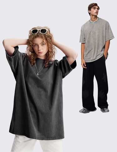 Eisctnd Men Oversized T Shirts, 4 Pack Heavy Cotton Vintage Tee Loose Fit Short Sleeve Casual Basic Washed Unisex Tops in Kuwait
