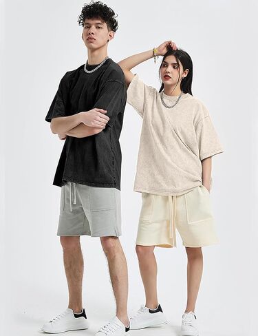Eisctnd Men Oversized T Shirts, 4 Pack Heavy Cotton Vintage Tee Loose Fit Short Sleeve Casual Basic Washed Unisex Tops in Kuwait
