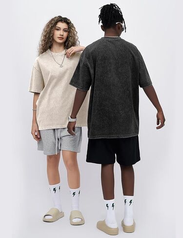 Eisctnd Men Oversized T Shirts, 4 Pack Heavy Cotton Vintage Tee Loose Fit Short Sleeve Casual Basic Washed Unisex Tops in Kuwait