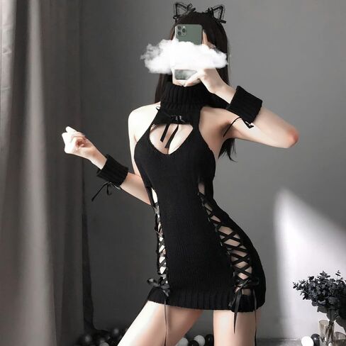 Yomorio Womens Anime Virgin Killer Sweater اليابانية الياقة المدورة بالملابس الداخلية المحبوك in Saudi Arabia