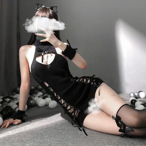 Yomorio Womens Anime Virgin Killer Sweater اليابانية الياقة المدورة بالملابس الداخلية المحبوك in Saudi Arabia