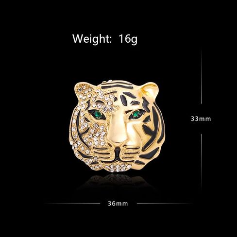 Vintage Punk Tiger Head Brooch Pin - Rhinestone Crystal Animal Suit Pin, Retro Gold Silver Badge Lapel Pin for Men Women Girls in Saudi Arabia