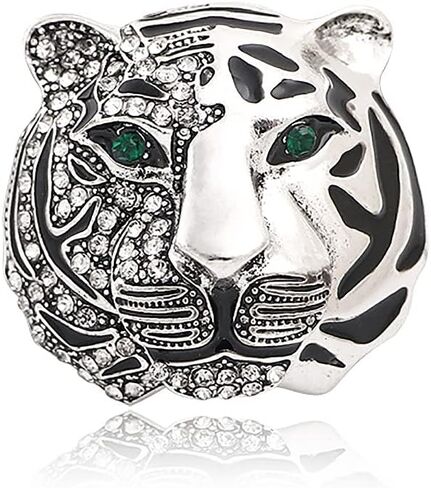 Vintage Punk Tiger Head Brooch Pin - Rhinestone Crystal Animal Suit Pin, Retro Gold Silver Badge Lapel Pin for Men Women Girls in Saudi Arabia