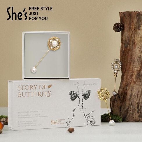 SHE'S FREE STYLE JUST FOR YOU [Versailles Dream] Vintage crown flower brooches and pins for women, Pearl brooch pins Metal Plating Process safety pins Baroque Style jewelry pins and brooches in Saudi Arabia