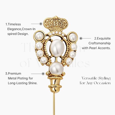 SHE'S FREE STYLE JUST FOR YOU [Versailles Dream] Vintage crown flower brooches and pins for women, Pearl brooch pins Metal Plating Process safety pins Baroque Style jewelry pins and brooches in Saudi Arabia