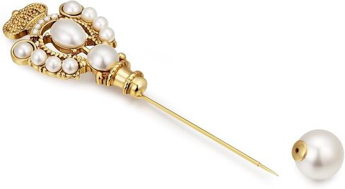 SHE'S FREE STYLE JUST FOR YOU [Versailles Dream] Vintage crown flower brooches and pins for women, Pearl brooch pins Metal Plating Process safety pins Baroque Style jewelry pins and brooches in Saudi Arabia