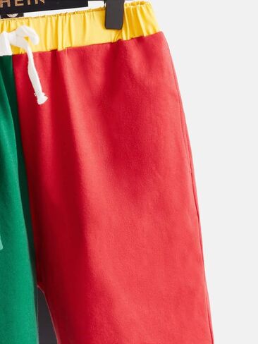 WDIRARA Boy's 2 Piece Outfit Letter Print Colorblock Hooded Top and Track Shorts Set in Saudi Arabia