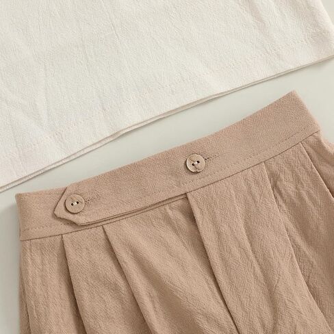 Toddler Boy Summer Clothes Button Lapel Collar T-Shirt & Casual Shorts Cotton Line 2Pcs Outfits in Kuwait