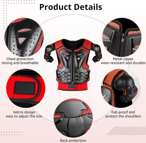 Kids Dirt Bike Gear, 5 PCS Kids Motorcycle Armor Suit Youth Motocross Protective Gear for Boys Girls Chest Protector with Elbow & Knee Pads for Biking Skateboarding Go-Karting in Saudi Arabia