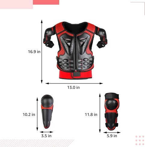 Kids Dirt Bike Gear, 5 PCS Kids Motorcycle Armor Suit Youth Motocross Protective Gear for Boys Girls Chest Protector with Elbow & Knee Pads for Biking Skateboarding Go-Karting in Saudi Arabia