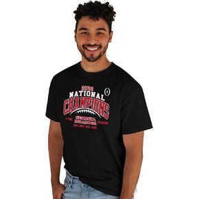 Blue 84 Men's NCAA Officially Licensed Georgia Bulldogs National Champs T-Shirt 2022-2023 Laces Black