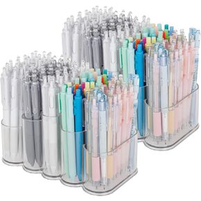 Yesesion Clear Pen Holder for Desk, Plastic Pencil Cup with 5 Compartment for Marker, Ballpoint Pens, Art & School Accessories, Stationery, Crayons, Home Office Supplies, Desk Storage Organizer