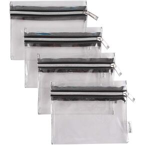 Clear Vinyl Zipper Multi-purpose Waterproof Office Home Supply Organizers toiletry Pouch Tool Bag 4-pack