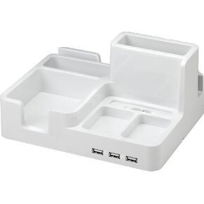 All-in-One Desk Organizer & Docking Station/Stand for iPad/iPhone/Tablets/Smartphones with 3 USB Ports, Black (ART79001) in Kuwait