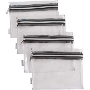 Clear Vinyl Zipper Multi-purpose Waterproof Office Home Supply Organizers toiletry Pouch Tool Bag 4-pack