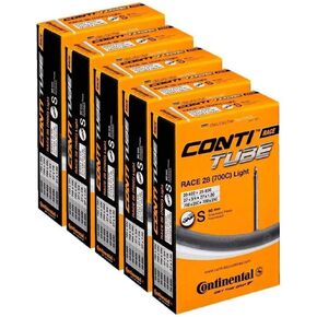 Continental Race 28 Light 700x20-25c Bicycle Inner Tubes, 80mm Long Presta Valve - 5 Pack w/ Decal