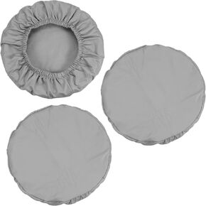 PATIKIL Round Bar Stool Cover, 3 Pack PU Leather Elastic Bar Stool Cover Waterproof Stool Cushions for Diameter 12"-14" Chair, Beige