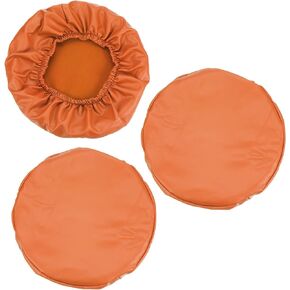 PATIKIL Round Bar Stool Cover, 3 Pack PU Leather Elastic Bar Stool Cover Waterproof Stool Cushions for Diameter 12"-14" Chair, Beige