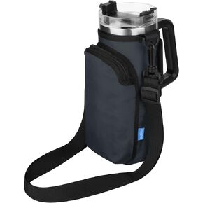 Water Bottle Carrier Bag with Phone Pocket for Stanley 30/40/64oz Tumbler with Handle, Nylon Water Bottle Holder Pouch with Adjustable Strap, Bottle Sling Sleeve for Stanley Cup Accessories