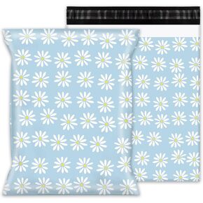 Whaline 100Pcs Poly Mailer 10 x 13 Inch Daisy Mailing Bags Pink Flower Deliver Envelopes Waterproof Plastic Packaging Bags for Small Business Packing Moving