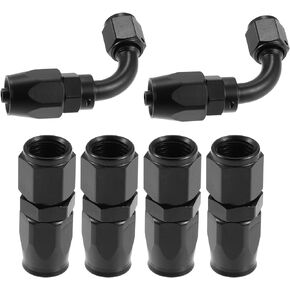 X AUTOHAUX 4pcs AN4 Straight and 2pcs AN4 90 Degree Swivel Hose End Fitting Adapter for Braided Fuel Hose Black