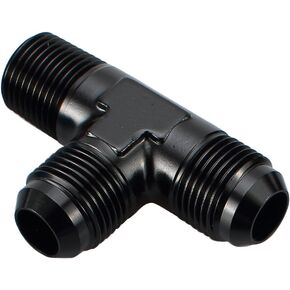 Aluminum Fuel Fitting - Flare Tee -4 AN AN4 Male to 1/8 NPT Male On Run Adapter, Male Union T Fitting, Black (2 x AN4 to 1/8 NPT)