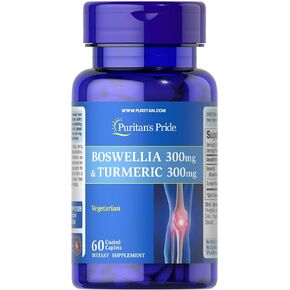 Puritan's Pride Boswellia & Turmeric 300 Mg, 60 ct, Supports Joint Health and Comfort*, 21039 White