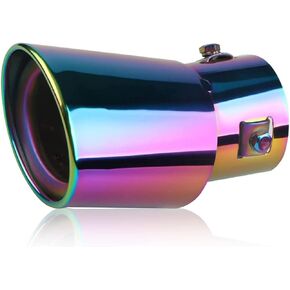 jeseny Pack-1 Car Polished Stainless Steel Exhaust Tail, 2.5" to 3.3" Car Exhaust Pipe Modified Tailpipe Flue Muffler, Compatible with Most Vehicles Exterior Rear Tip Pipe (Multicolored & Bending)