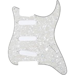 Musiclily 11 Hole SSS Strat Pickugard for Fender US/Mexico Made Standard Stratocaster Modern Style Electric Guitar, 4Ply Pearl Aged White