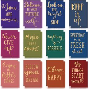 24 Pcs Mini Colorful Notebooks, Funny Motivational Journals Notepads Inspirational Notepads Small Pocket Notebook for Kids Teacher School Office Gift Bulk Prizes Travel Supplies (Motivational Style)