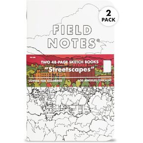 Field Notes: Streetscapes Edition Sketch Book 2-Pack Version B - Los Angeles & Chicago - Blank Paper Memo Book with Covers for Coloring - 4.75 x 7.5 Inch