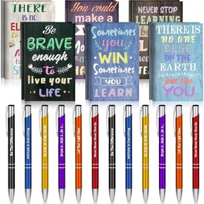 Geyee 24 Pcs Mini Motivational Pens Inspirational Notepads Bulk Appreciation Gifts Small Journals Funny Ballpoint Pen Set Prizes Men Women Office Travel Party Favors(Christian)