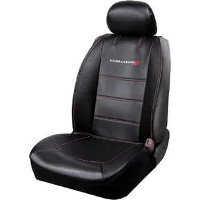 Plasticolor 008627R01 Compatible with Dodge // Deluxe Seat Cover Embrodired Logo High Contrast Stitching Premium 3 Piece Sideless Car Truck or SUV Seatcover with Cargo Pocket, Black