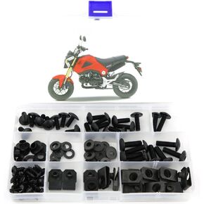 Xitomer Full Sets Fairing Bolts Kits, Fit for GROM MSX125 2013 2014 2015 2016 GROM MSX125 Mounting Kits Washers/Grommets/Clips/Nuts/Fastenings (Matte Black)