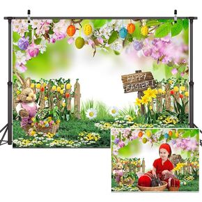 Dudaacvt 8x6ft Spring Easter Backdrops Easter Backdrops for Photography Easter Party Supplies Easter Party Banner Backdrop D626