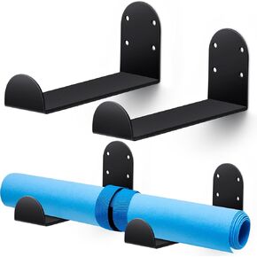 4 Pcs Yoga Mat Storage Rack Wall Mount Exercise Mat Wall Hanger Foam Roller Wall Holder Gym Organizer for Hanging Fitness Bands Yoga Strap Class Home Gym
