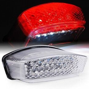 HTTMT MT194- Motorcycle Clear Led Tail Light Brake Light with Integrated Turn Signals Indicators Compatible with 1994-2008 Ducati Monster 400/600 / 620/695 / 750/800 / 900/1000