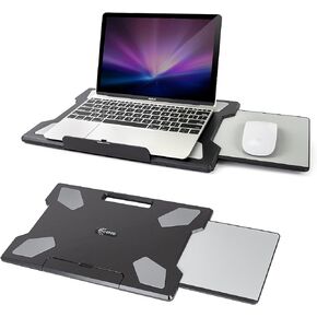 Laptop Pad for Your Lap Portable Lightweight Laptop Pad with Foldable Stopper, Retractable Mouse Pad Tray for Business, Study, Sofa, Retractable Left/Right Mouse Pad