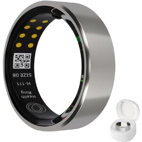 Smart Ring Health Tracker with Free Subscription, Fitness Sleep Heart Rate Blood Oxygen Tracking Ring with Charging Case,Great Gift for Women & Men,Silver,US 9