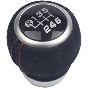 Hacreyatu Car-Styling 6 Speed Leather Gear Stick Shift knob for Subaru Impreza WRX STI 2009 2010 2011 2012 2013 2014 2015 2016 2017 2018 (Black Leather red Cover + R Marked Below)