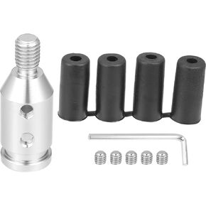 Gear Shift Knob Adapter Kit Universal with 4 Plastic Hoses Non Threaded Lever Cover Head Aluminum Alloy Black