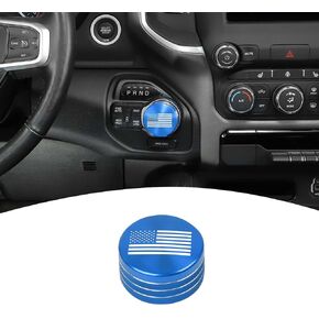 for RAM Gear Shift Knob Cover Trim Ring Aluminum Blue for Dodge RAM 2018-2023 Blue Interior Accessories, America Flag