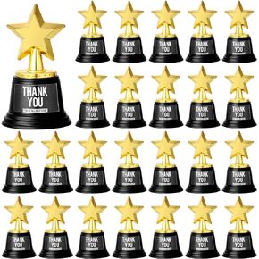 Fumete 30 Pcs 5 Inch Plastic Gold Trophy Award Thank You for being Awesome Star Thumbs up Award Trophies Bulk Golden Trophies for Halloween Party Kids Children Employee Teacher