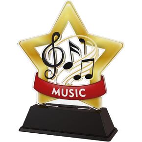 Trophy Monster Music Gold Star Acrylic Trophies Awards | Size 6½" | Made from Printed Acrylic | for Club, School & Presentations | Free Engraving Option in Saudi Arabia