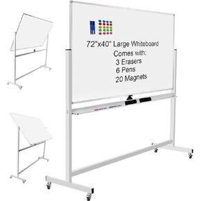Mobile Whiteboard with Stand 36"x24" Portable Magnetic Dry Erase Board on Wheels Included 20 Magnets, 2 Markers & 1 Eraser