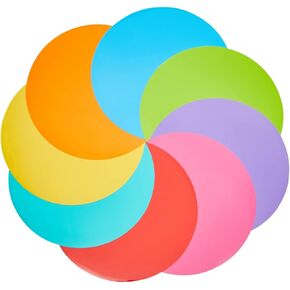 24-Pack Dry Erase Dots for Classroom Tables, Peel and Stick Removeable Circle Vinyl Sticker Spots for Whiteboards, Desks, Wall Decals, Student, Teacher School Supplies, 8 Rainbow Colors (11-Inch)