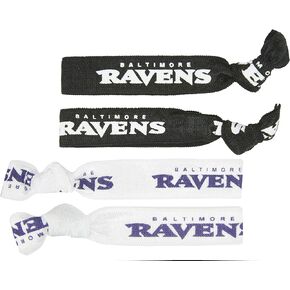 Aminco NFL Baltimore Ravens Elastic Hair Ties, 4-Pack