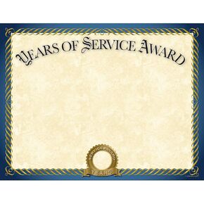 Great Papers! Years of Service Foil Certificate, 20 Count, 8.5" x 11" (2015113),Blue