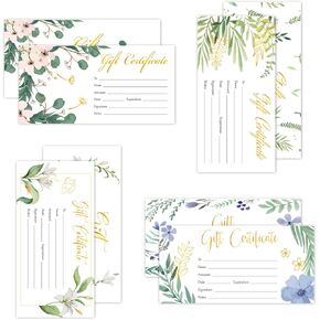 100 قطعة من شهادات الهدايا الفارغة للشركات الصغيرة، قسيمة ورقية لشهادات الهدايا من رقائق الذهب الذهبية، وبطاقات عمل لصالونات التجميل والمطاعم والمنتجعات الصحية وبطاقة قسيمة فريدة له ولها in Kuwait