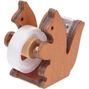 Squirrel Tape Dispenser Desktop Wooden Washi Tape Dispenser with Cutter Adhesive Tape Roll Holder for Home Office Desk Accessory